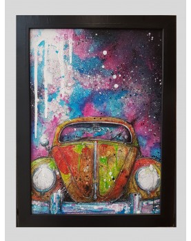 Acrylique de Evo d'une coccinelle dans un cadre noir - Atelier Palissandre