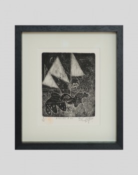 Gravure "3 voiles 1 nu" -...